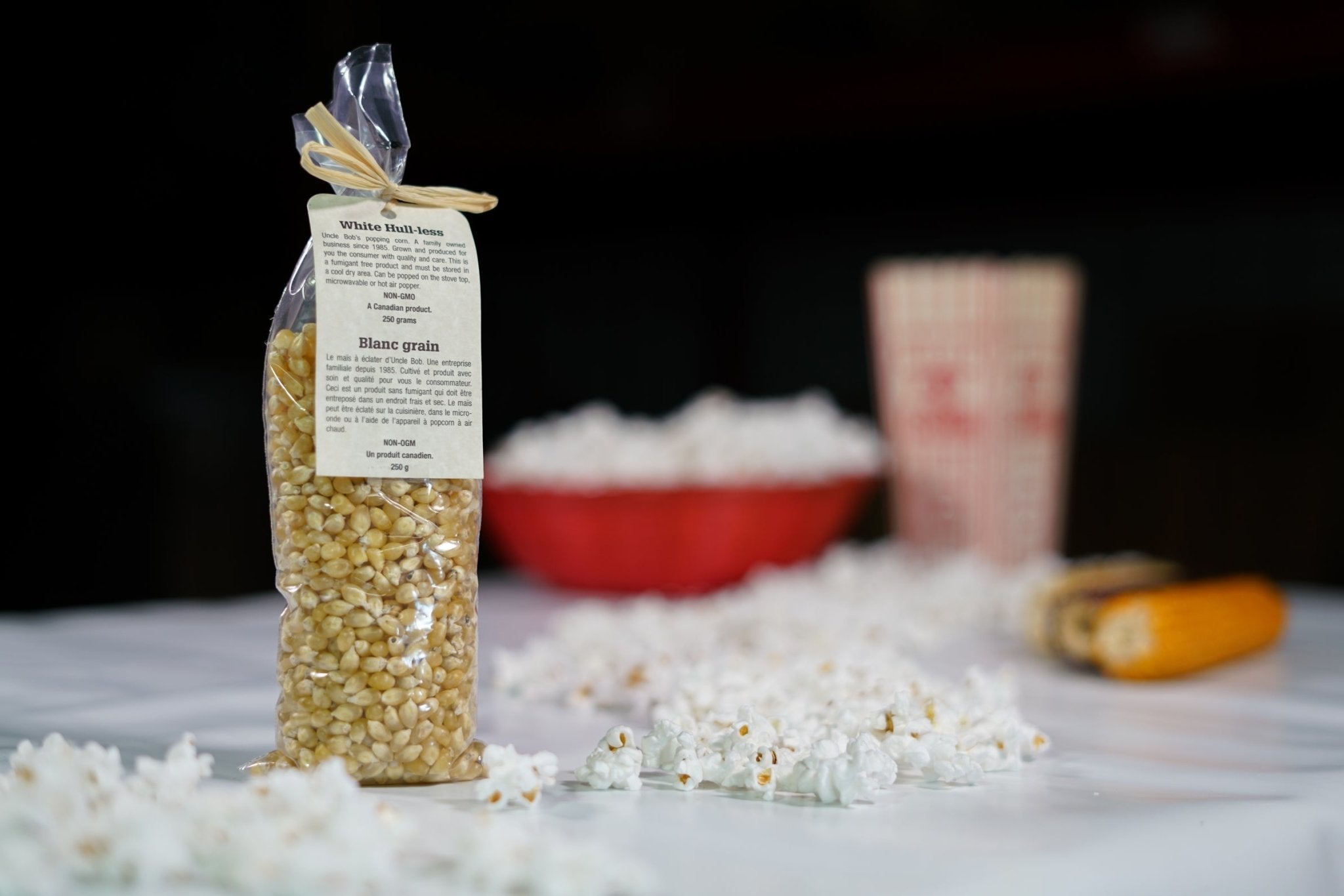 Uncle Bob's White HullLess Popcorn Kernels (250g) Uncle Bob's Popcorn