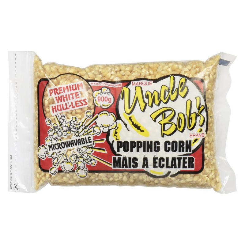 White Hull-less Popcorn Kernels (900g) - Uncle Bob&